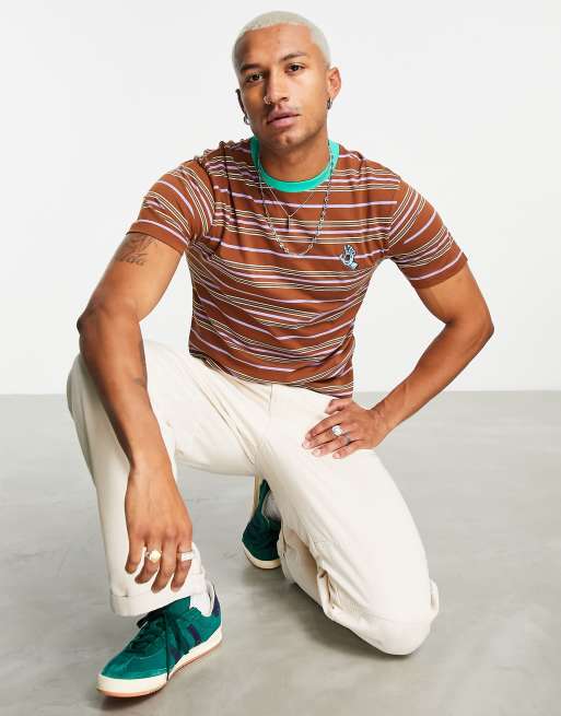 Santa Cruz - T-shirt marrone a righe con mano piccola