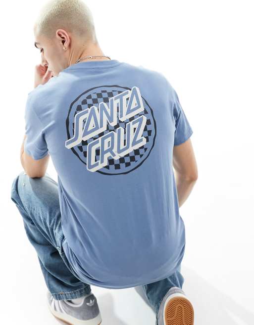 Santa Cruz - T-shirt met grafische dambordprint op de achterkant in blauw