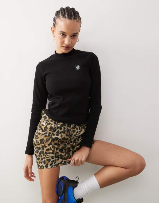 Santa Cruz - T-shirt met lange mouwen en hoge hals in zwart