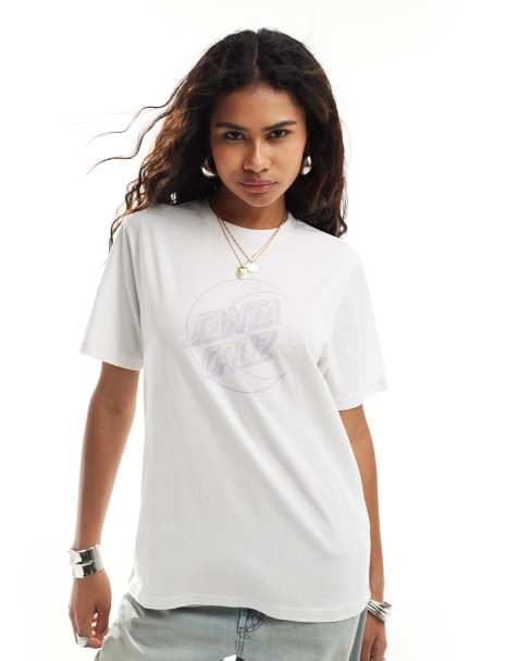 Santa Cruz - T-shirt met vervaagde maanprint in wit - view 1