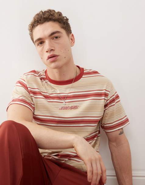 Santa Cruz – T-Shirt mit Streifen in Rot und Beige - view 1