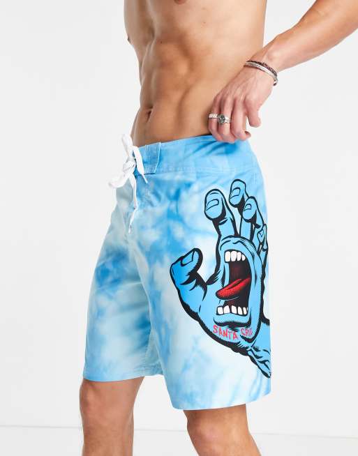 Santa Cruz tie dye hand board shorts in blue ASOS