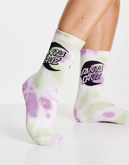 Santa Cruz tie-dye socks with logo
