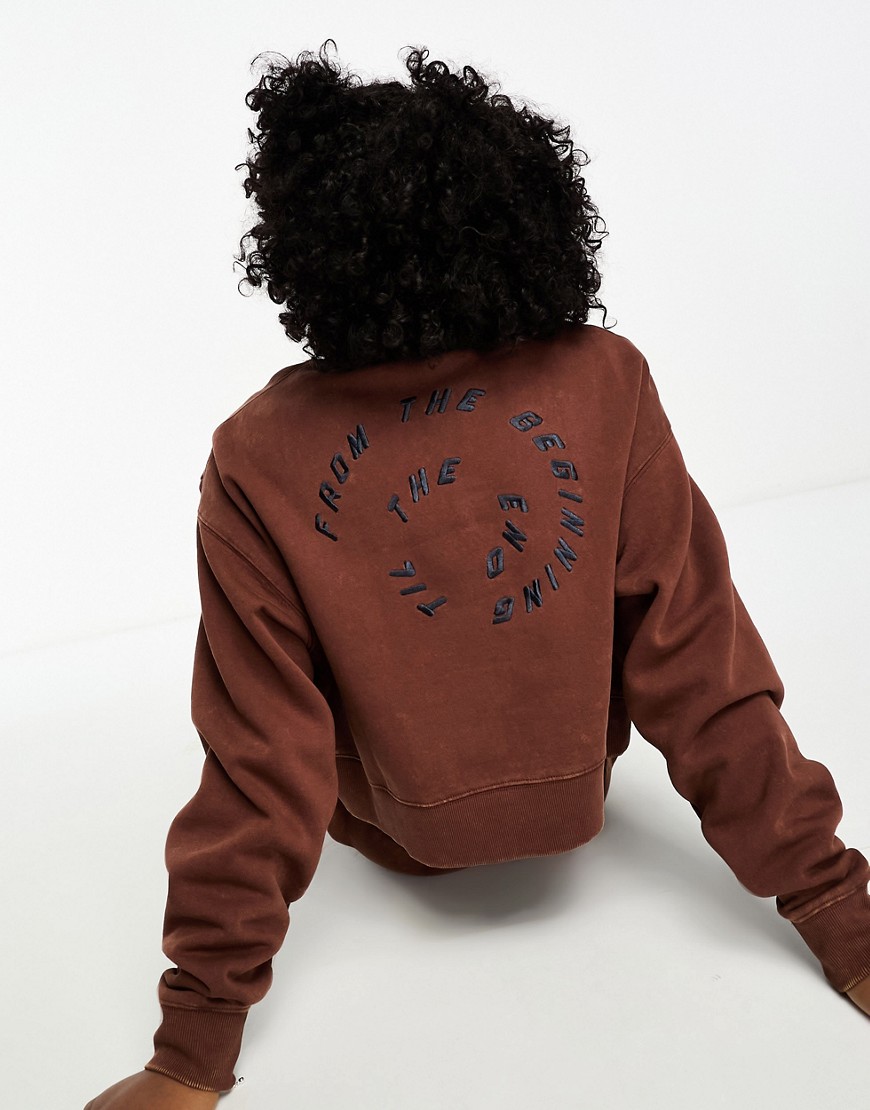 Santa Cruz til the end co-ord sweatshirt in brown with chest and back embroidery
