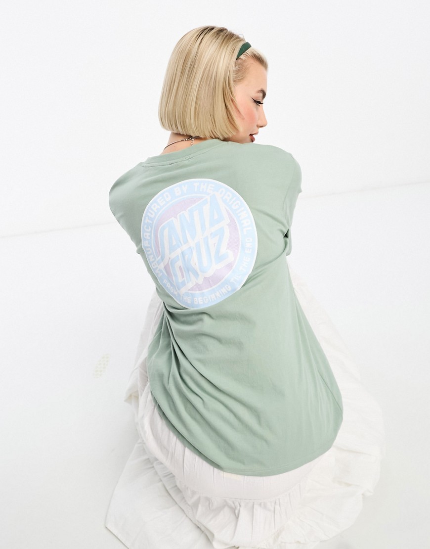 Santa Cruz til the end t-shirt in sage green with chest and back print