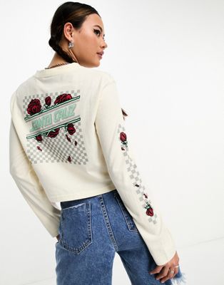Santa Cruz check floral long sleeve top in white - ASOS Price Checker