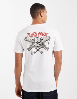 Santa Cruz Santa Cruz torch bones logo t-shirt with back print in white