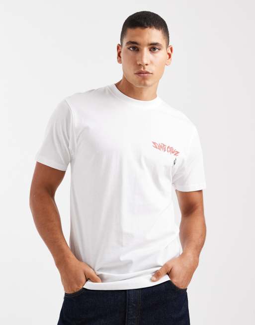 Santa Cruz torch bones logo t-shirt with back print in white, 2 of 5