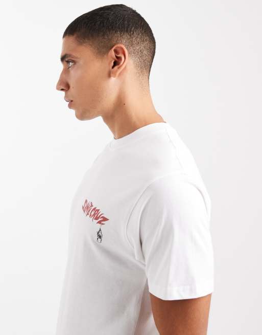 Santa Cruz torch bones logo t-shirt with back print in white, 4 of 5