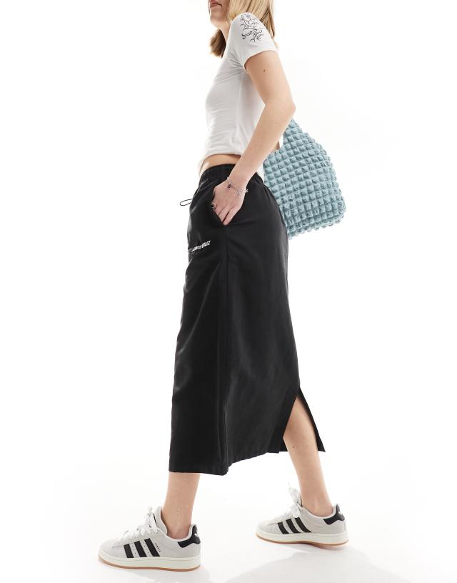 Santa Cruz - track midi skirt in black