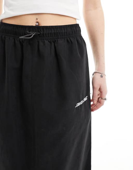 Santa Cruz track midi skirt in black, 4 of 5