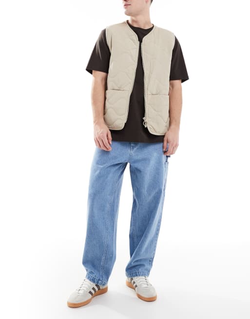 Santa Cruz - Tripper - Baggy denim timmermansjeans met borduursel en lichte wassing in blauw