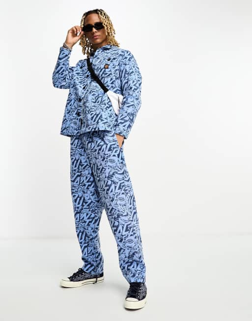 Santa Cruz - Unite - Denim jeans met rechte pijpen in blauw met print, deel van co-ord set