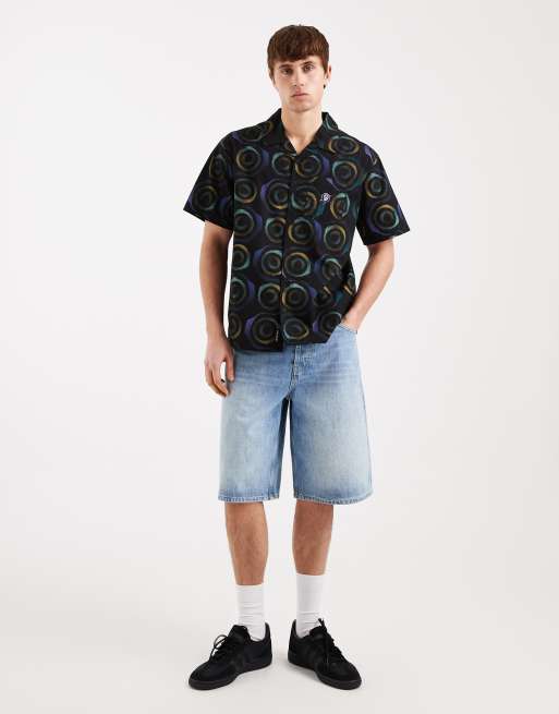 Santa Cruz vertigo short sleeve patterned haze shirt in black multi, 2 of 5