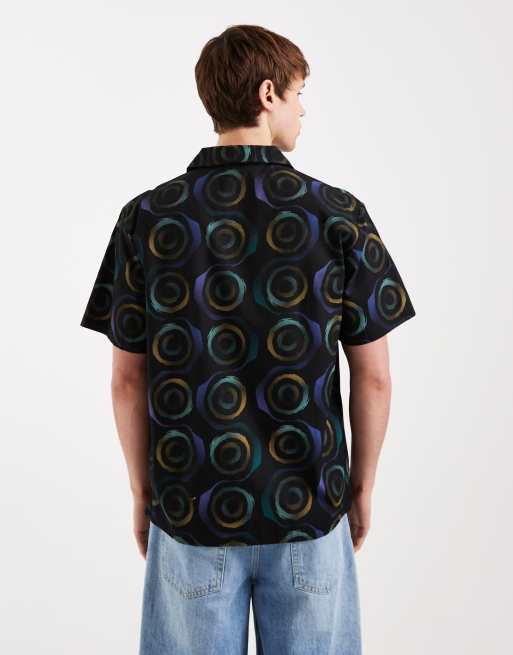 Santa Cruz vertigo short sleeve patterned haze shirt in black multi, 3 of 5