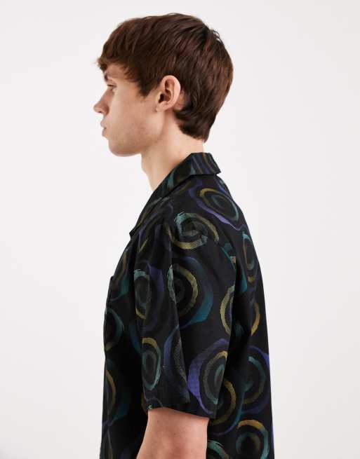 Santa Cruz vertigo short sleeve patterned haze shirt in black multi, 4 of 5