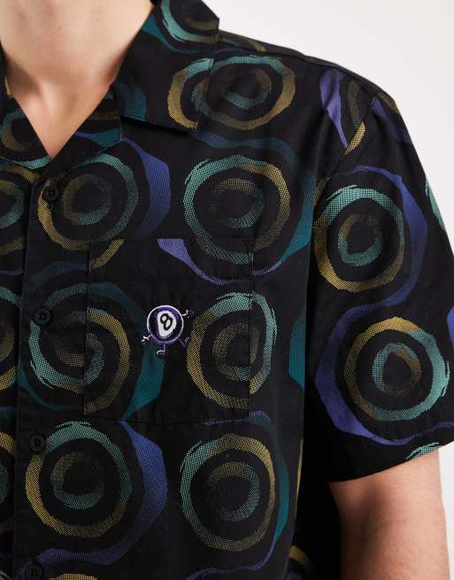 Santa Cruz vertigo short sleeve patterned haze shirt in black multi, 5 of 5