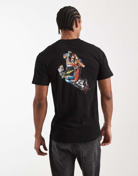 Santa Cruz – Vit t-shirt med handtryck i collagestil - view 1