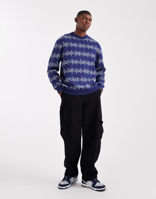 Santa Cruz wired monogram knit jumper in blue, 2 of 5