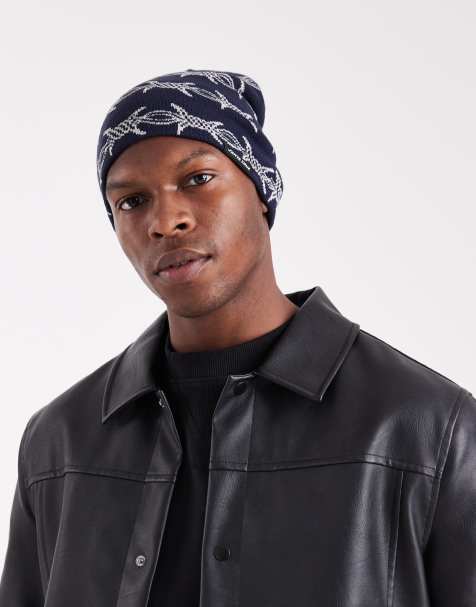 Santa Cruz wired monogram rib knit beanie in blue - view 1