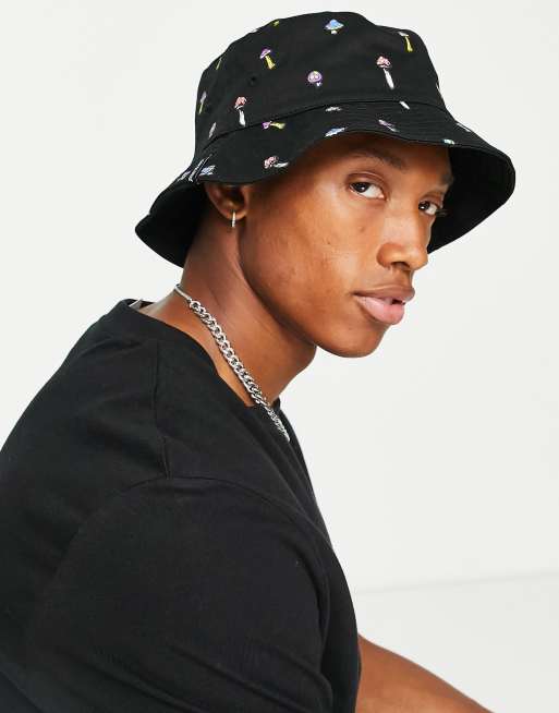 Santa Cruz x ASOS bucket hat in black with mushroom all over print