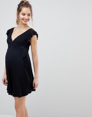 фото Сарафан с оборками на рукавах и запахом asos design maternity-черный asos maternity