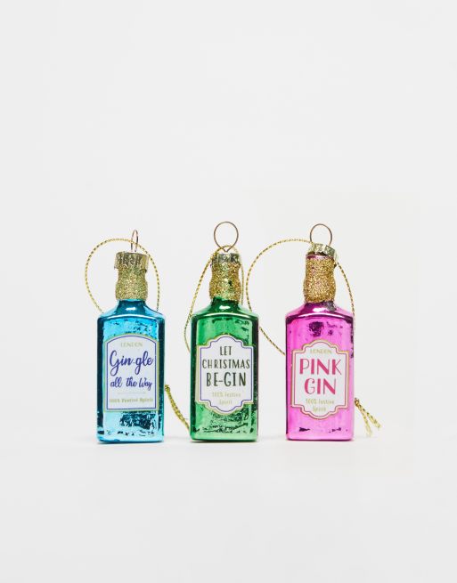 Sass and Belle - 3-pack julgranskula i ginflaska-design