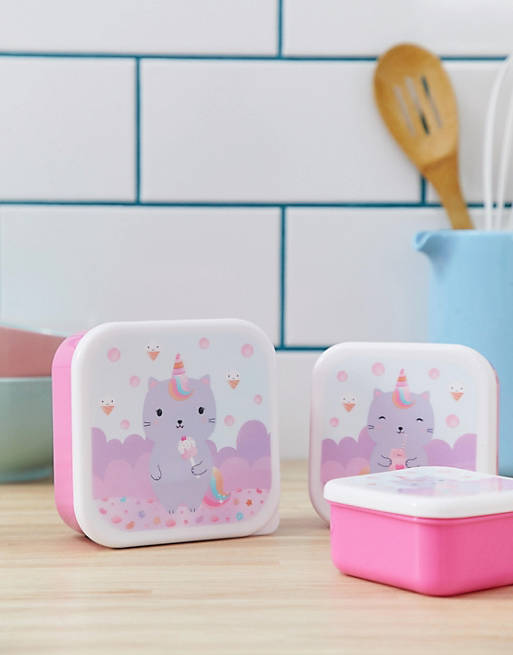 Sass & Belle catcorn set of 3 lunch boxes