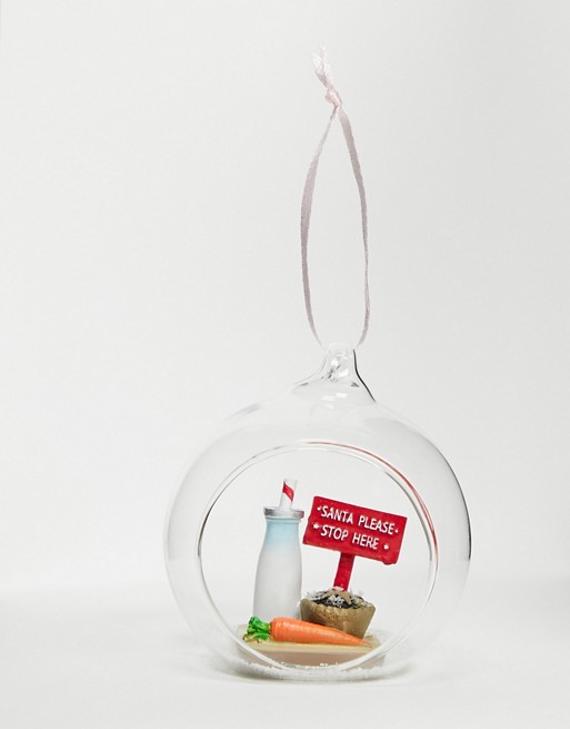 Sass & Belle Christmas bauble with 'Santa Please Stop Here' sign