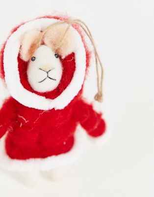 Sass & Belle Christmas decoration mouse in a puffer jacket