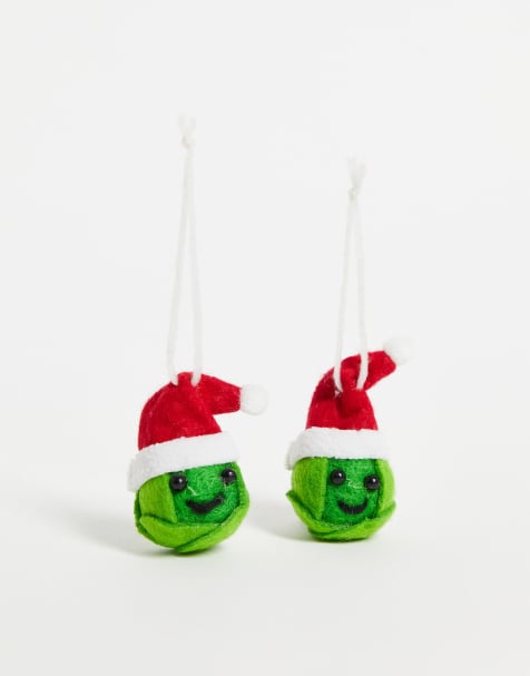 Sass & Belle Christmas decorations pack of 2 in happy sprout design - view 1