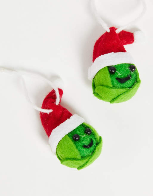 Sass & Belle Christmas decorations pack of 2 in happy sprout design, 2 of 4