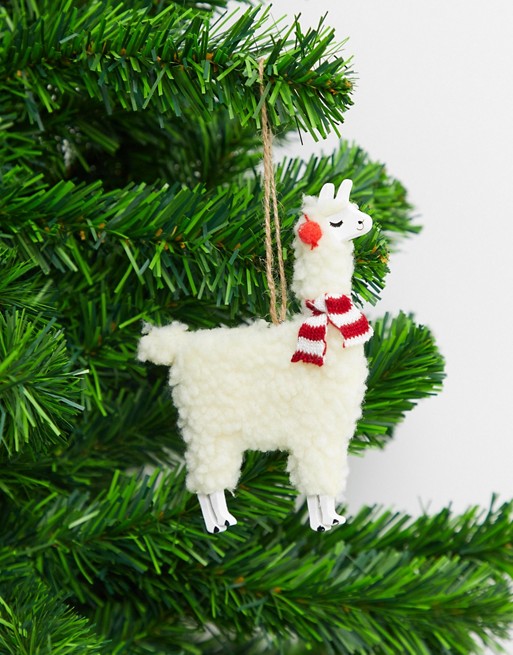 Sass & Belle Christmas tree decoration in festive llama design