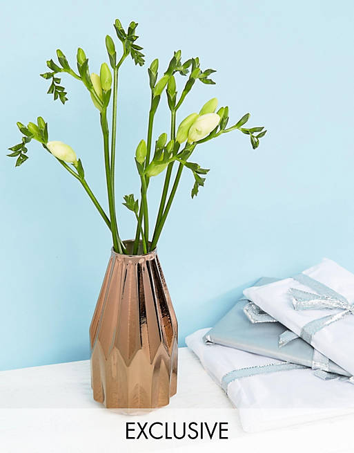 Sass & Belle – Exklusive geometrische Vase in Roségold