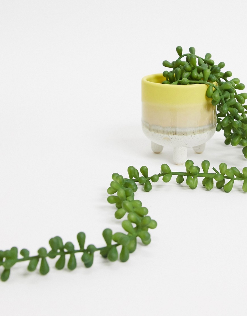 Sass & Belle - Geglazuurde plantenpot met pootjes en kleurverloop-Geel