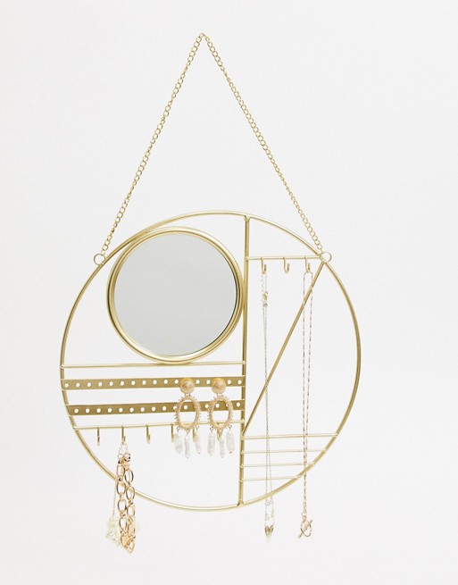 Sass & Belle gold abstract jewllery hanger with mirror