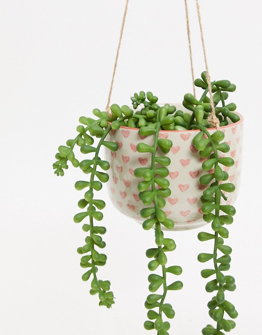 Sass & Belle hanging planter in heart print