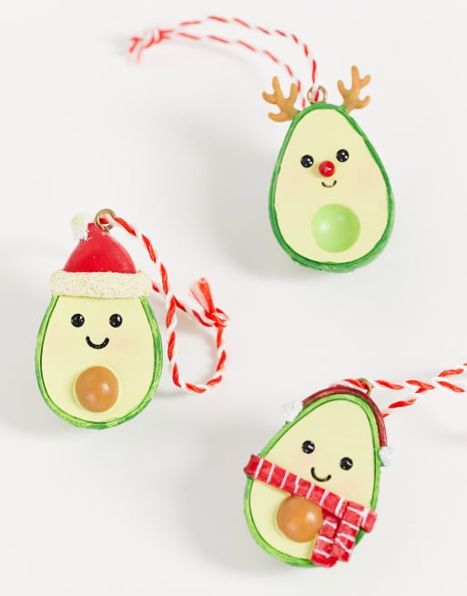 Sass & Belle - Lot de 3 décorations de Noël en forme d'avocats joyeux