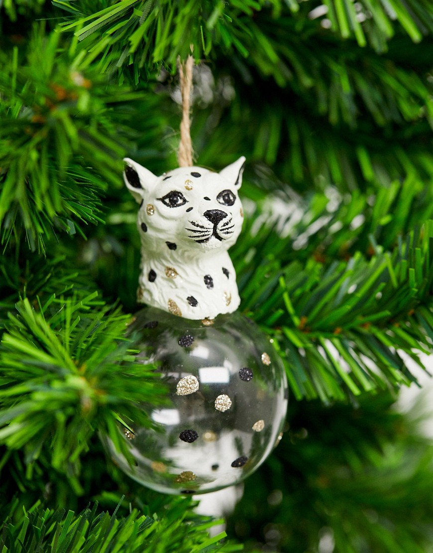 Sass & Belle luxe leopard Christmas bauble-Multi