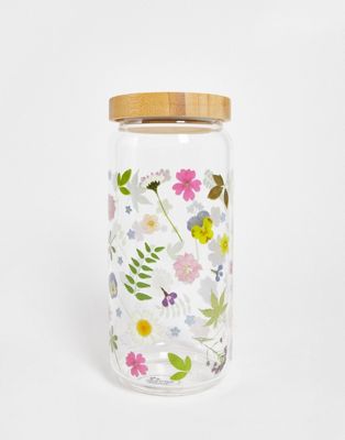 Sass & Belle pressed flowers glass storage jar