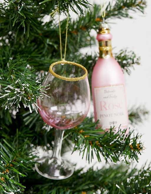 Sass & Belle rose wine Christmas decorations