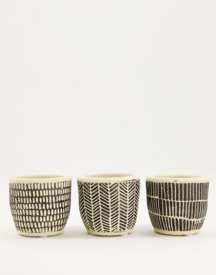 Sass & Belle Sass & Belle scandi boho mini cement planter set of 3 in black