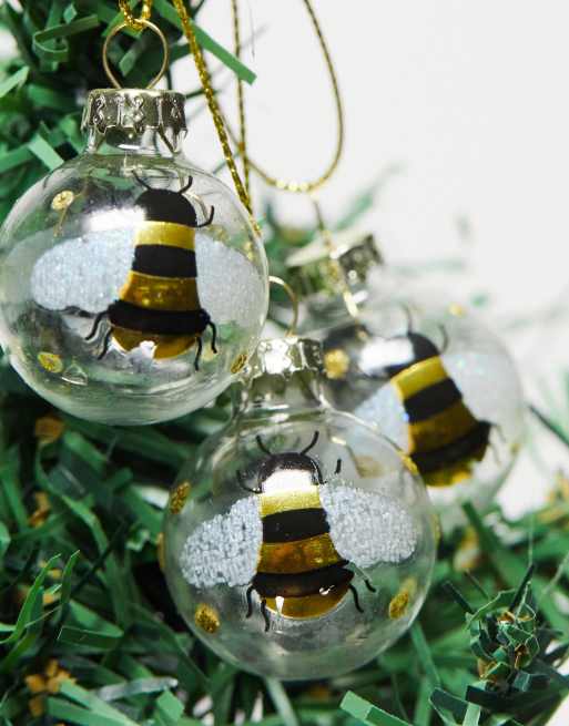 Sass & Belle - Set van 12 mini kerstballen met bijenmotief