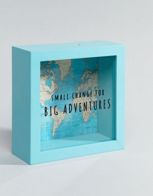 Sass & Belle - Spaarpot met wereldkaart en tekst 'Big Adventures'-Multi