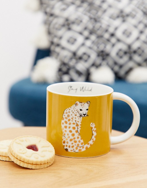 Sass & belle stay wild leopard mug