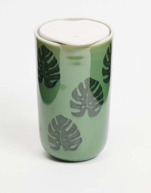Sass & Belle - Tazza in ceramica da viaggio con foglie