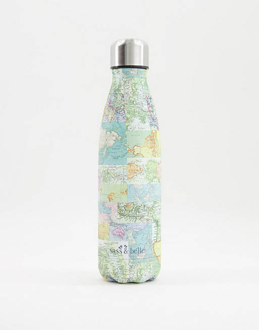 Sass & Belle vintage map metal water bottle