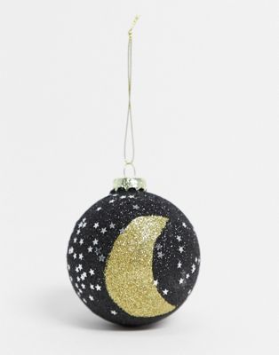 Sass & Belle – Weihnachtskugel mit glitzerndem Mond- und Sterneprint-Mehrfarbig