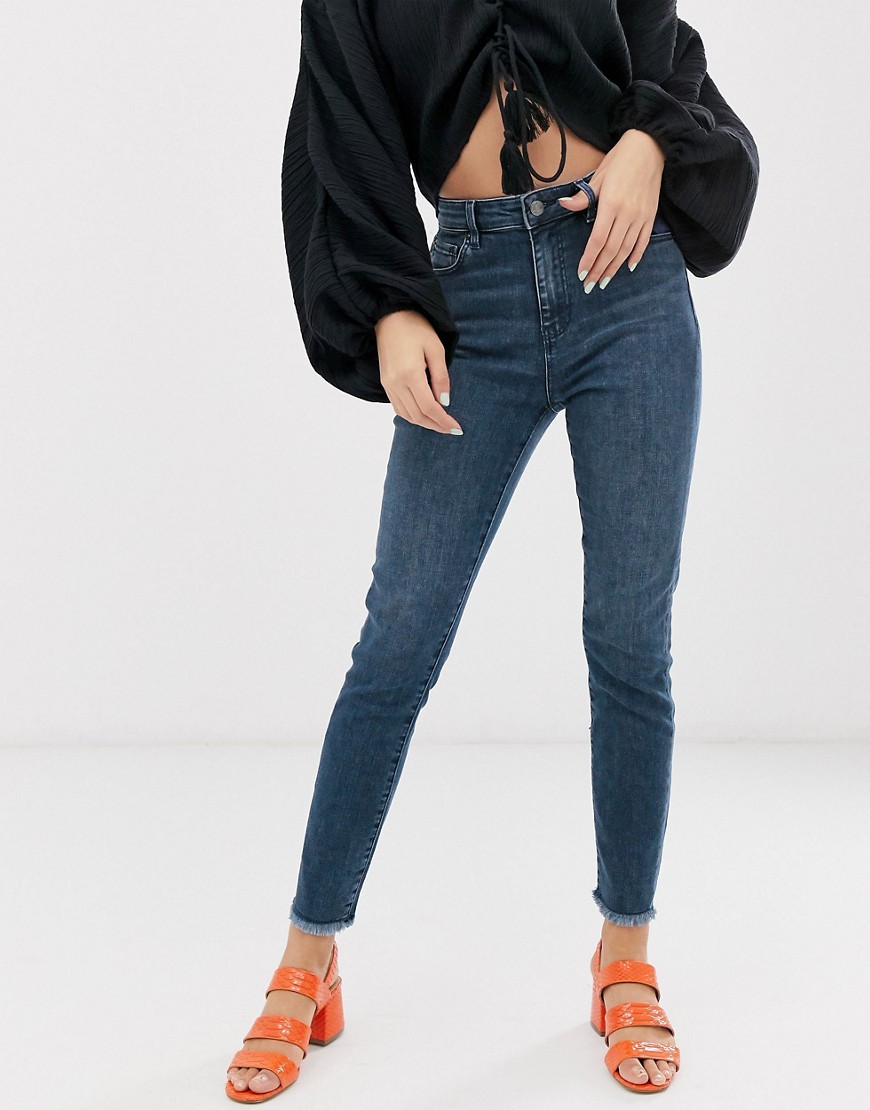 Sass & Bide – Fransiga skinny jeans med hög midja-Blå