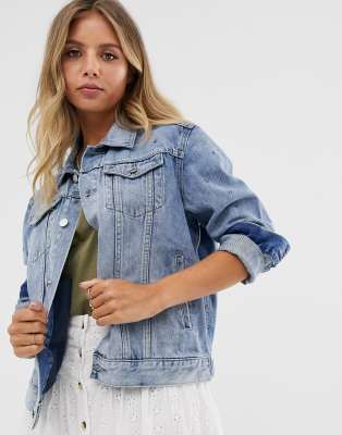 jean jacket with cotton sleeves